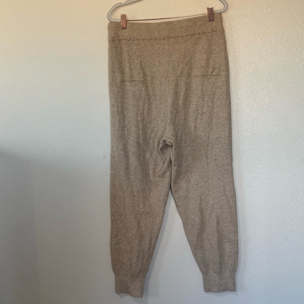 RD Style Beige Knitted Drawstring Pull On Jogger Pants Fuzzy Anthropologie L - Picture 4 of 10